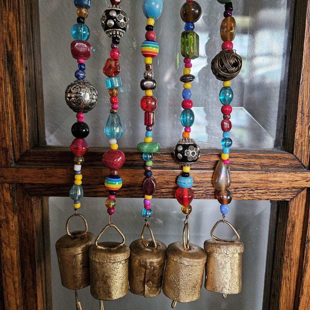 Handmade Boho Windchime Glass Beaded Wind Chime Boho‎ Eclectic Hippie Rainbow